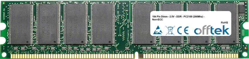 184 Pin Dimm - 2.5V - DDR - PC2100 (266Mhz) - Non-ECC