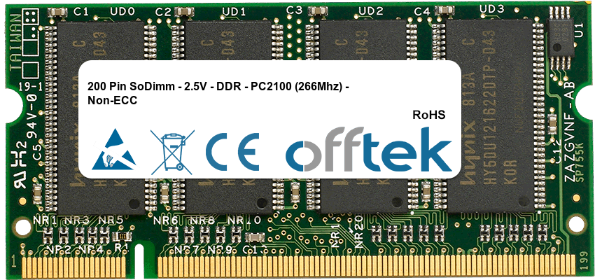 200 Pin SoDimm - 2.5V - DDR - PC2100 (266Mhz) - Non-ECC