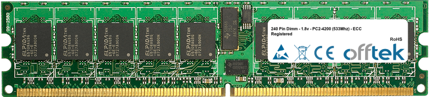 240 Pin Dimm - 1.8v - PC2-4200 (533Mhz) - ECC Registered