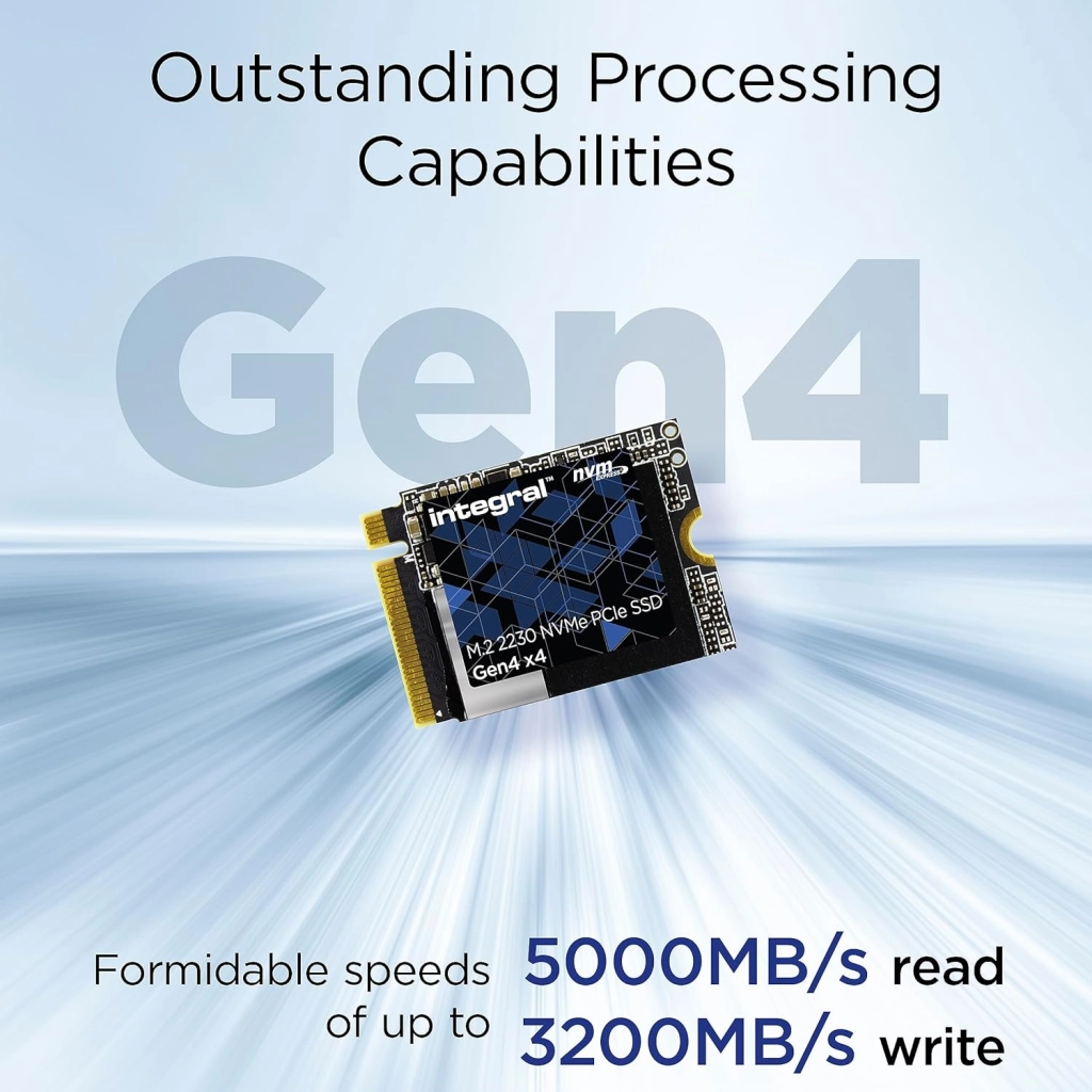 Integral M.2 2230 PCIe Gen4 x4 SSD Internal Solid State Drive Microsoft Surface Pro, PC laptop, Valve Steam Deck compatible