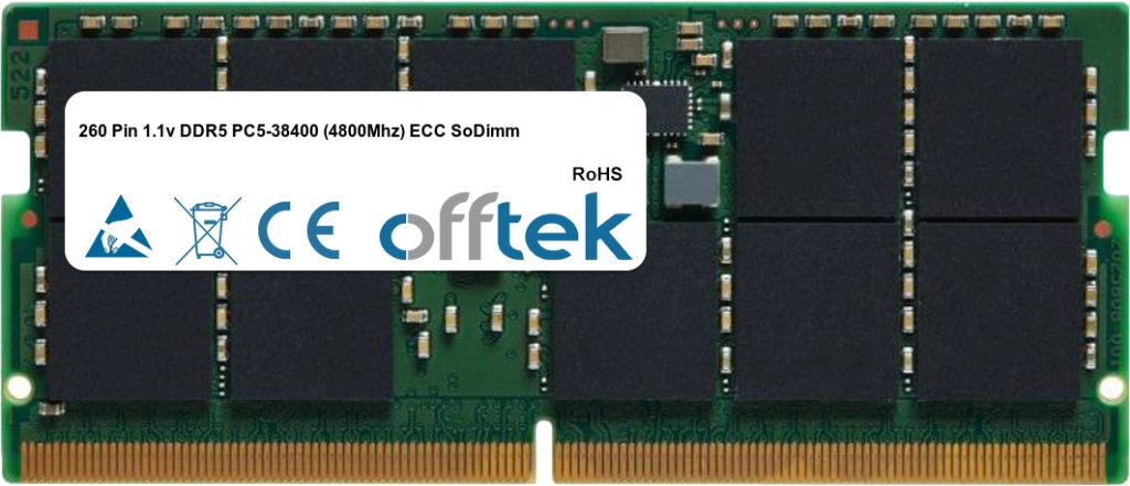 262 Pin 1.1v DDR5 PC5-38400 (4800Mhz) ECC SoDimm