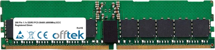 288 Pin 1.1v DDR5 PC5-38400 (4800Mhz) ECC Registered Dimm